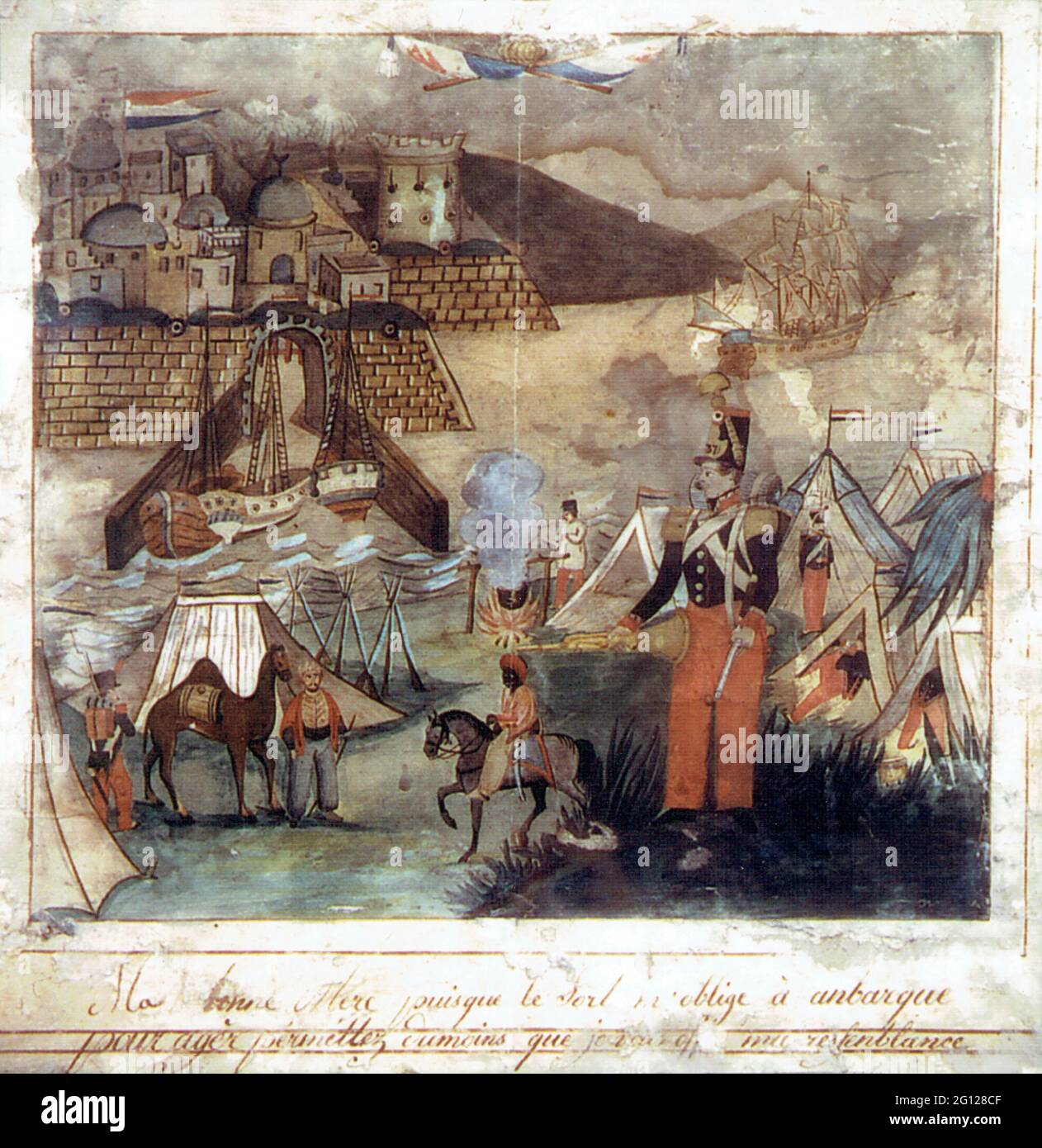 dessin d'un soldat du 37e de ligne à Alger en 1830 Foto Stock