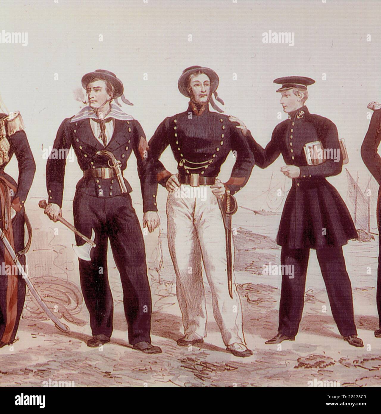 marins français sous Louis Philippe vers 1830 Foto Stock