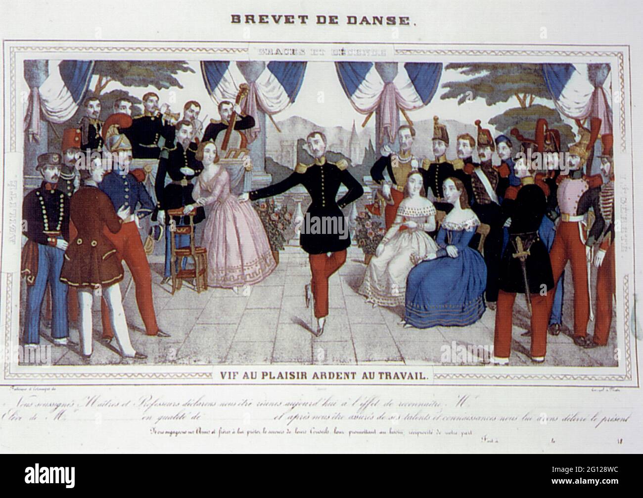 brevet de danseur pour un militaire vers 1850 Foto Stock