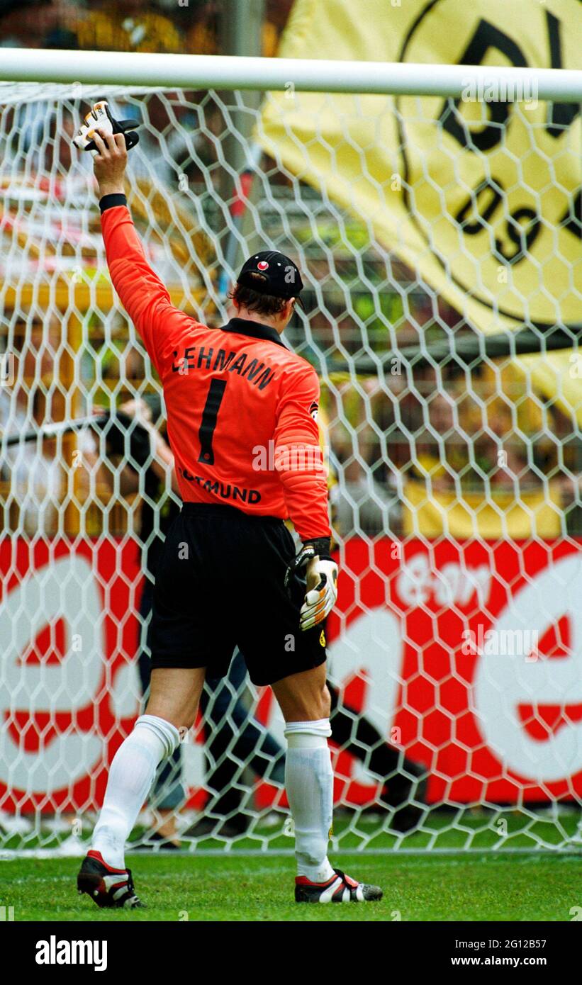 Westfalenstadion Dortmund Germania 28.7.2001, calcio: Bundesliga stagione 2001/02, Borussia Dortmund (BVB, giallo) vs 1. FC Nuernberg (FCN, Red) 2:0 - Jens Lehmann (BVB) Foto Stock