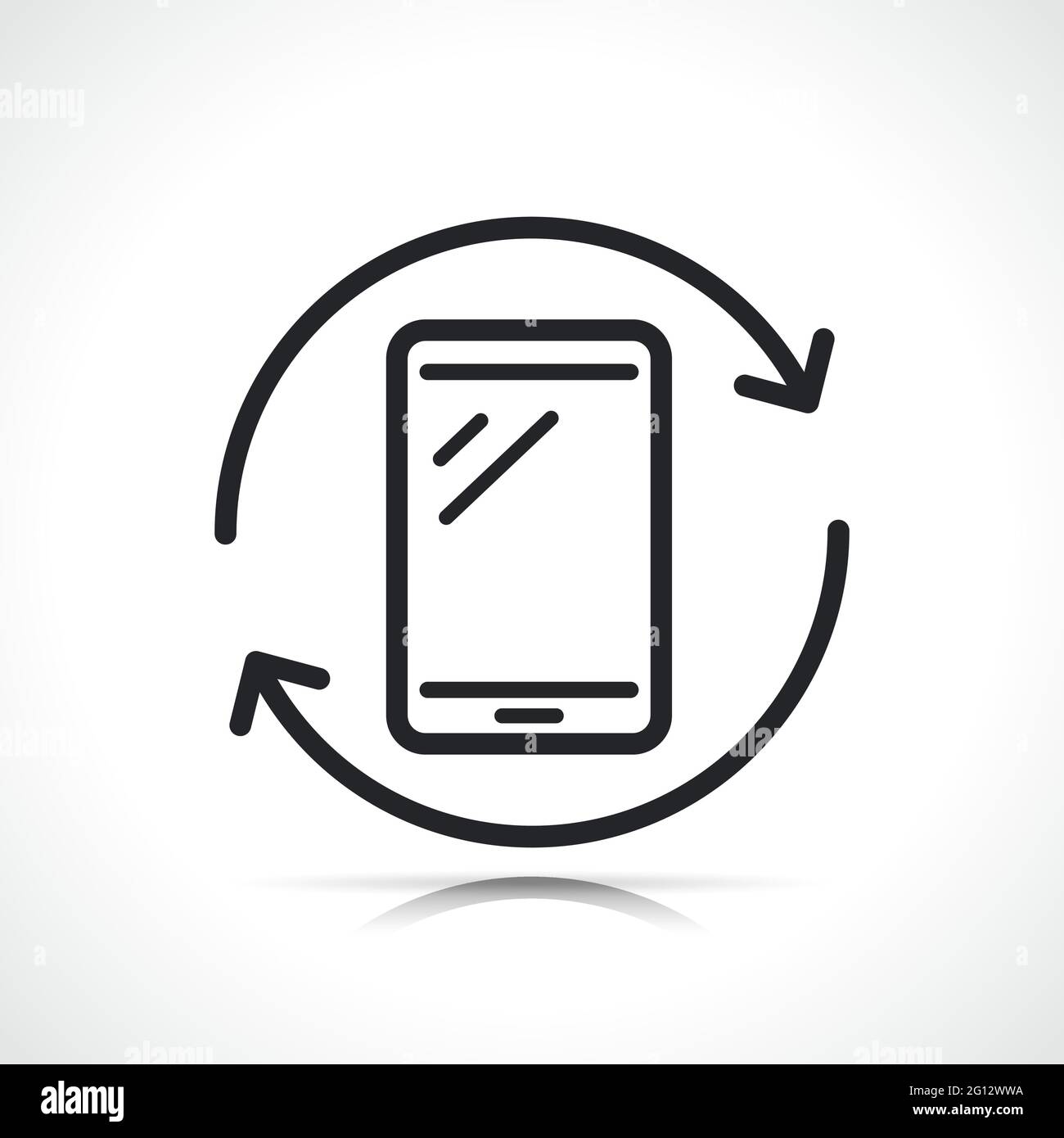 icona dello smartphone e delle frecce con linea sottile isolata Illustrazione Vettoriale