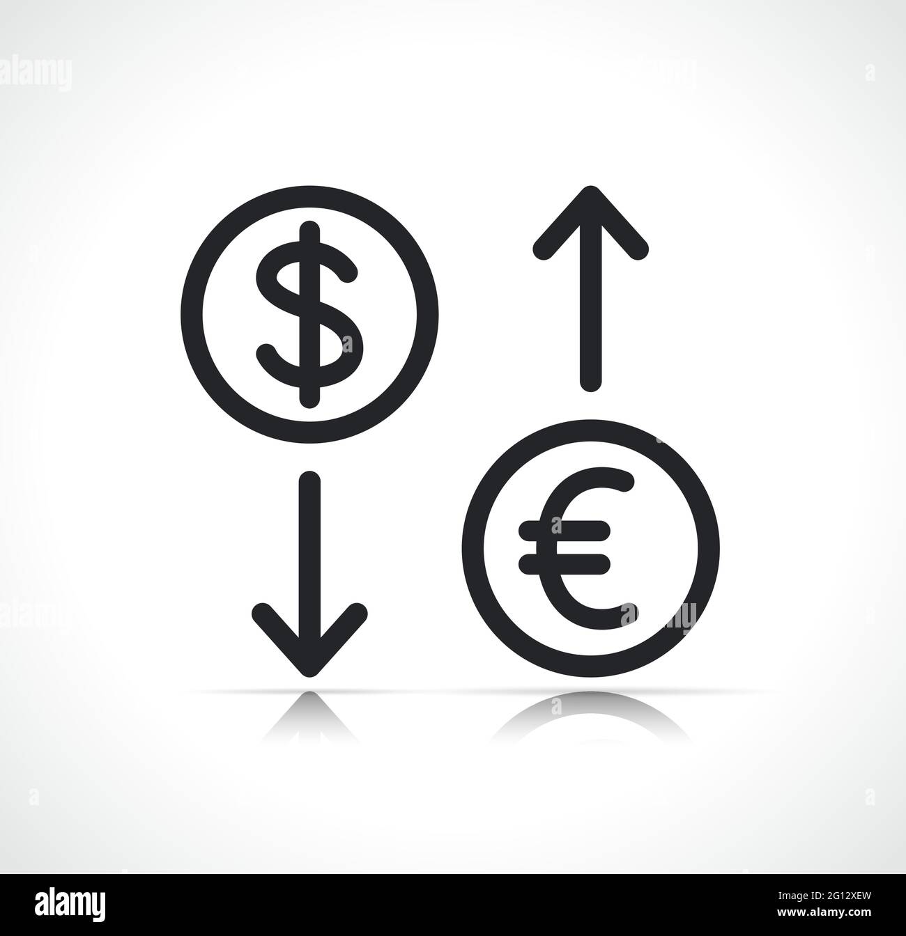icona della linea sottile del cambio di valuta isolata Illustrazione Vettoriale