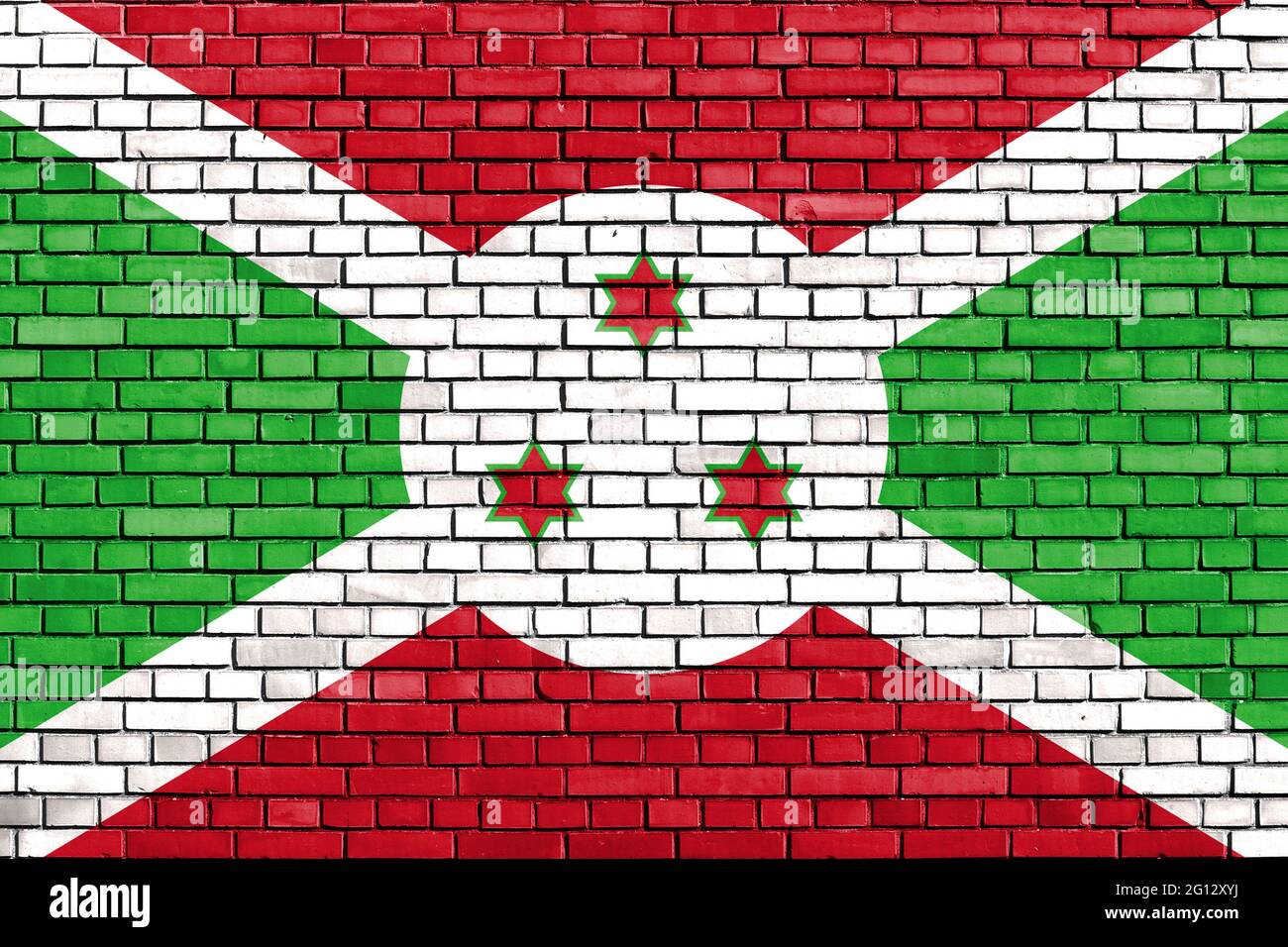 Bandiera del Burundi dipinta su un muro di mattoni Foto Stock