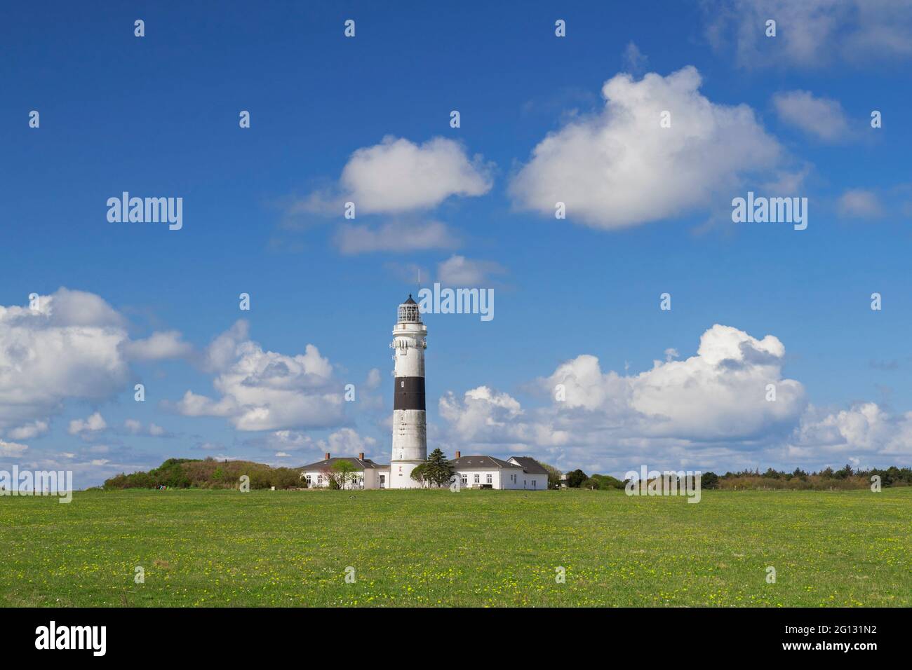 Faro di Kampen sull'isola Frisia settentrionale di Sylt, Nordfriesland, Schleswig-Holstein, Germania Foto Stock