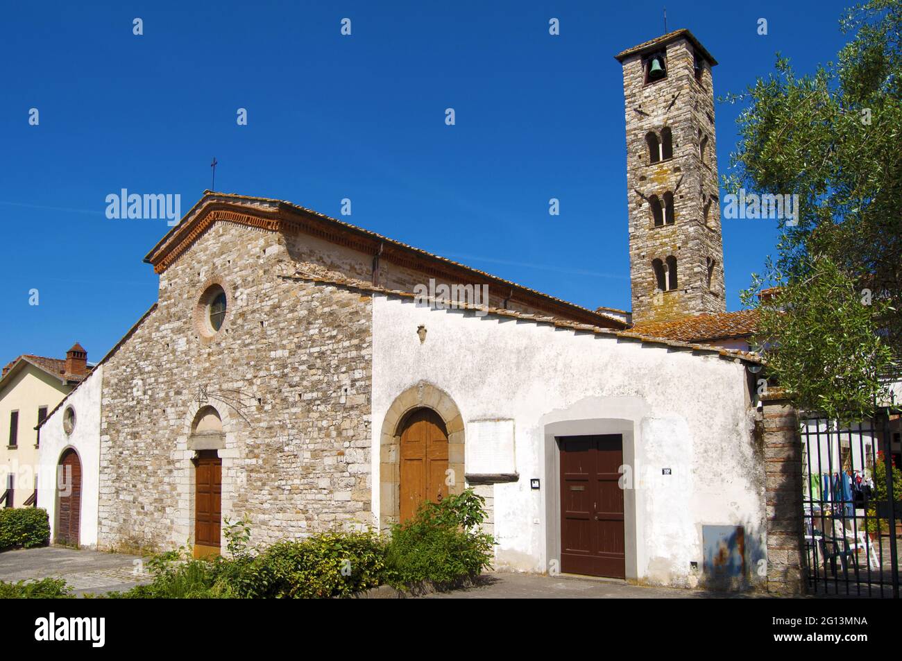 Bagno a Ripoli, Firenze, Toscana, Italia - Villamagna - Pieve di San Donnino, originario dell'VIII secolo. Foto Stock