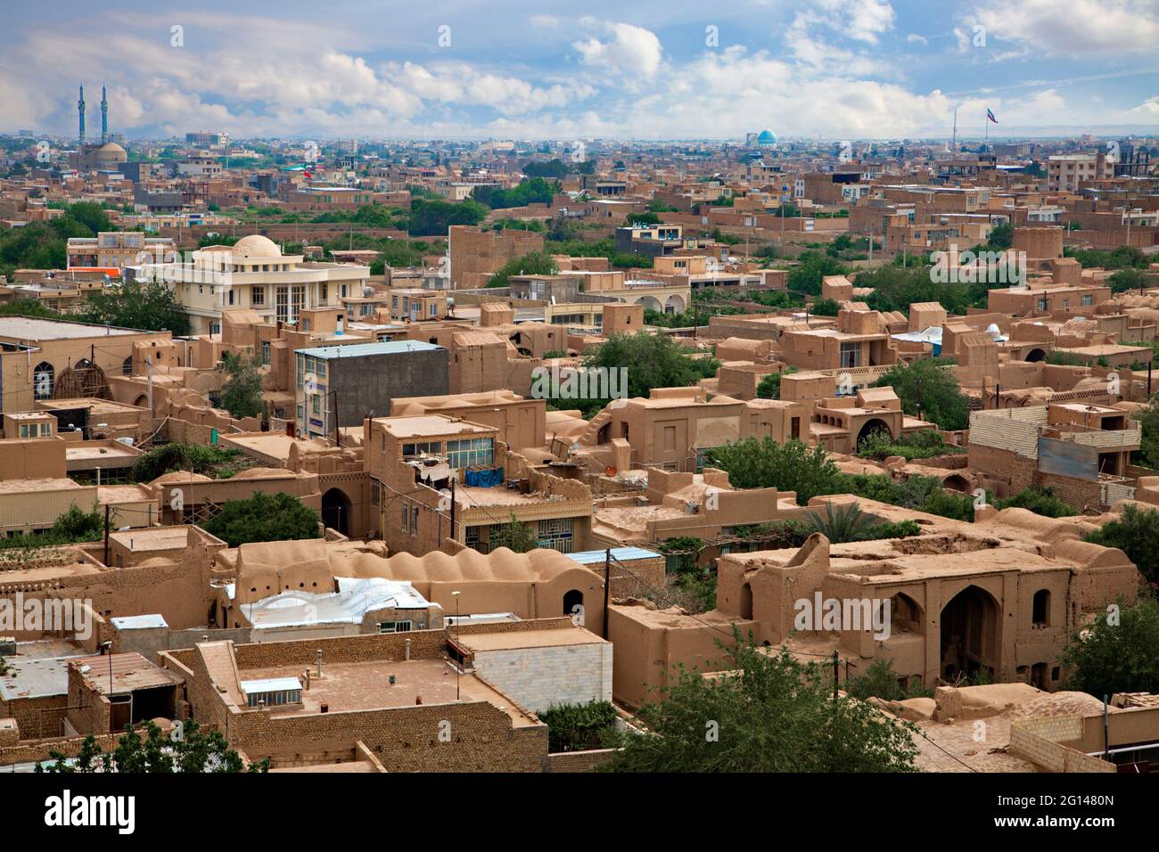 Città vecchia di Meybod e le sue case tradizionali in Iran Foto Stock