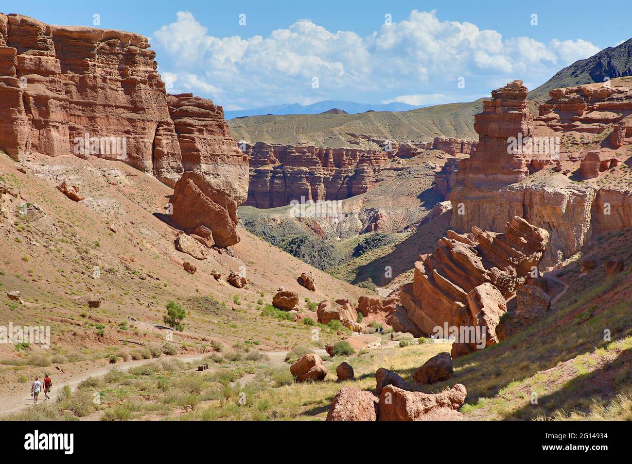 Formazioni rocciose geologiche nel Charyn Canyon, Kazakistan Foto Stock