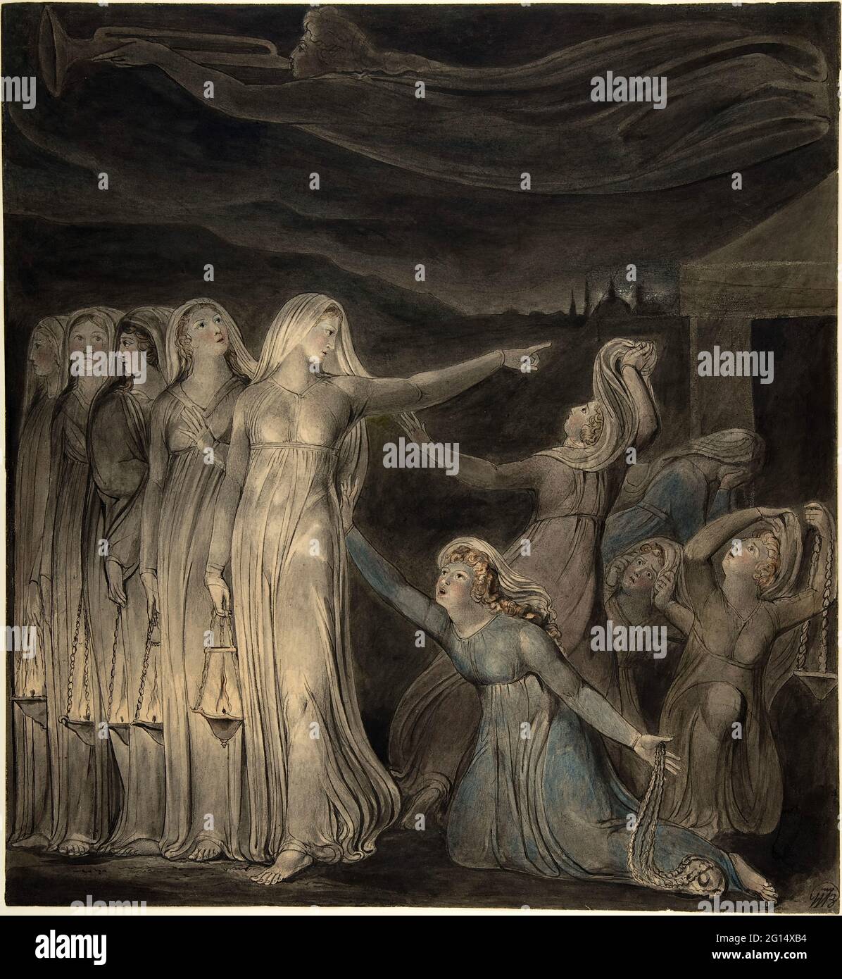 William Blake - la parabola delle Vergini saggi e sciocchi Foto Stock