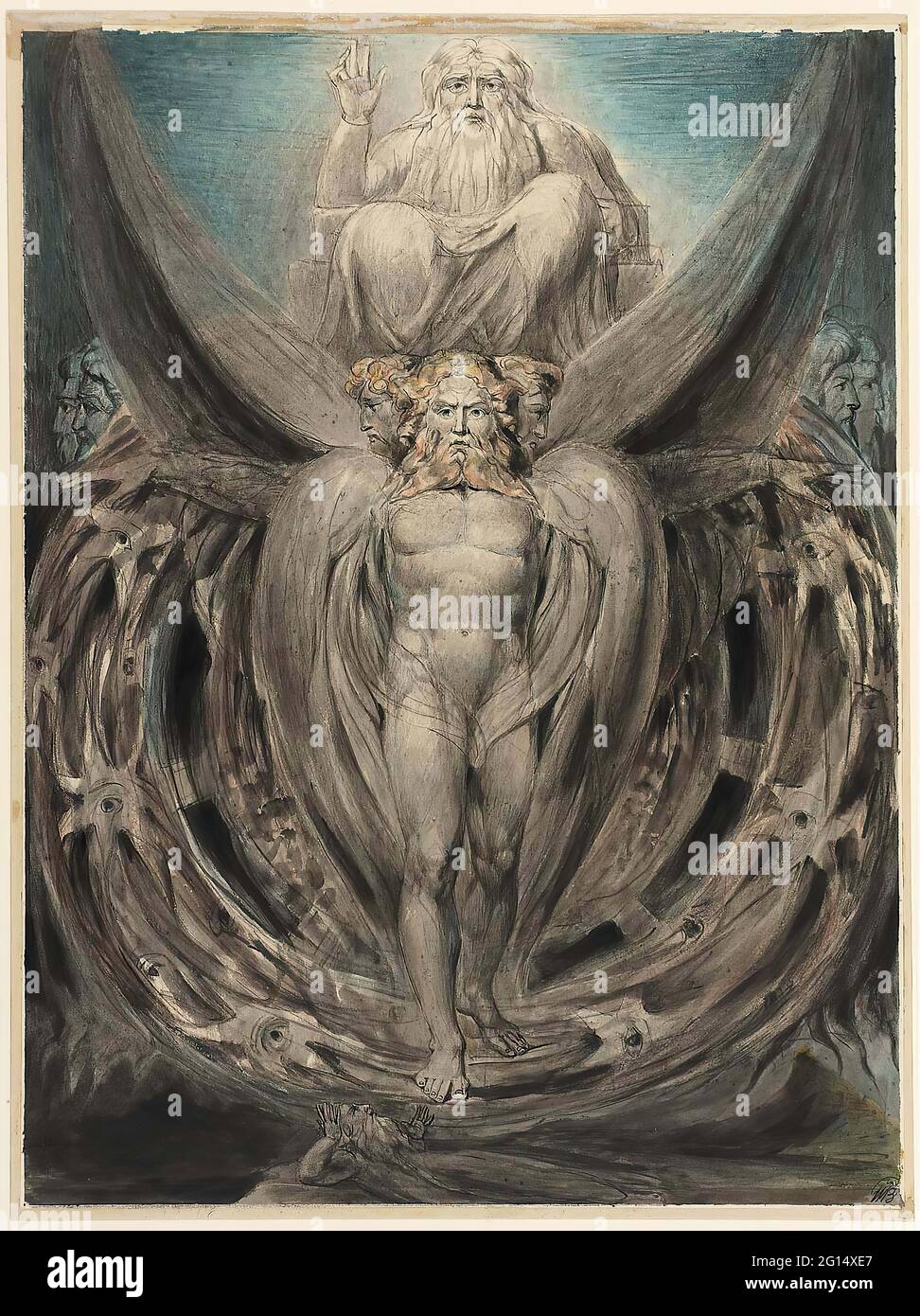 William Blake - il vortice Ezechiels visione dei cherubini e delle ruote di Eyed Illustrazione al Vecchio Testamento Ezechiele i 428 Foto Stock