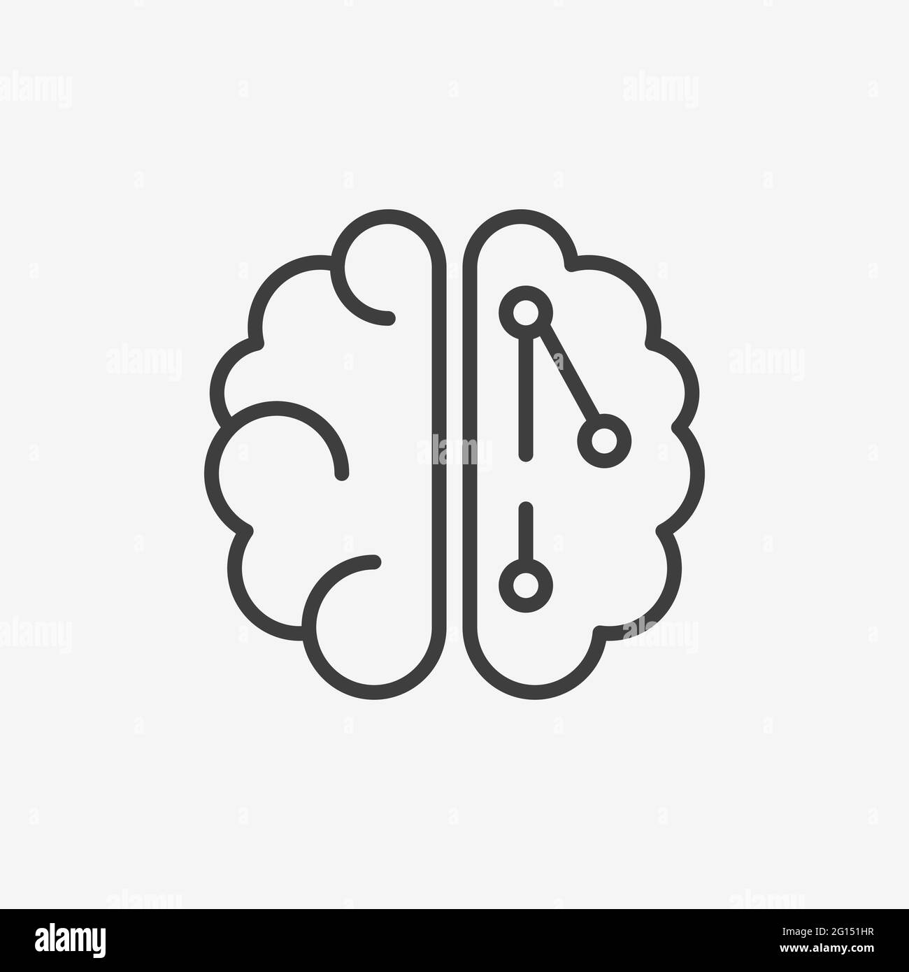 Icona linea intelligenza artificiale e cervello. Logo Brain Innovation. Illustrazione vettoriale. EPS10 Illustrazione Vettoriale
