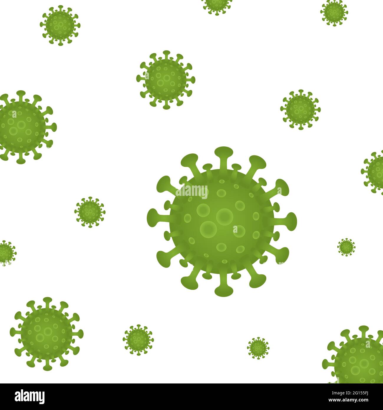 Sfondo vettore coronavirus. Infezione da virus Corona covid-19. Sfondo bianco. 2019-ncov virus. Virus corona cellule. Illustrazione vettoriale. Illustrazione Vettoriale