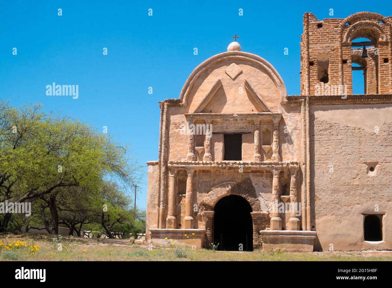 Chiesa della Missione al Parco storico Nazionale di Tumacácori, Arizona, USA Foto Stock