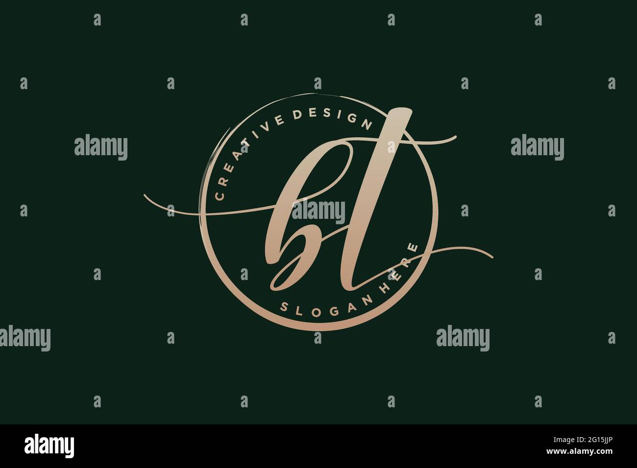 BT logo manoscritto con modello circolare firma vettoriale, matrimonio, moda, floreale e botanico con modello creativo. Illustrazione Vettoriale