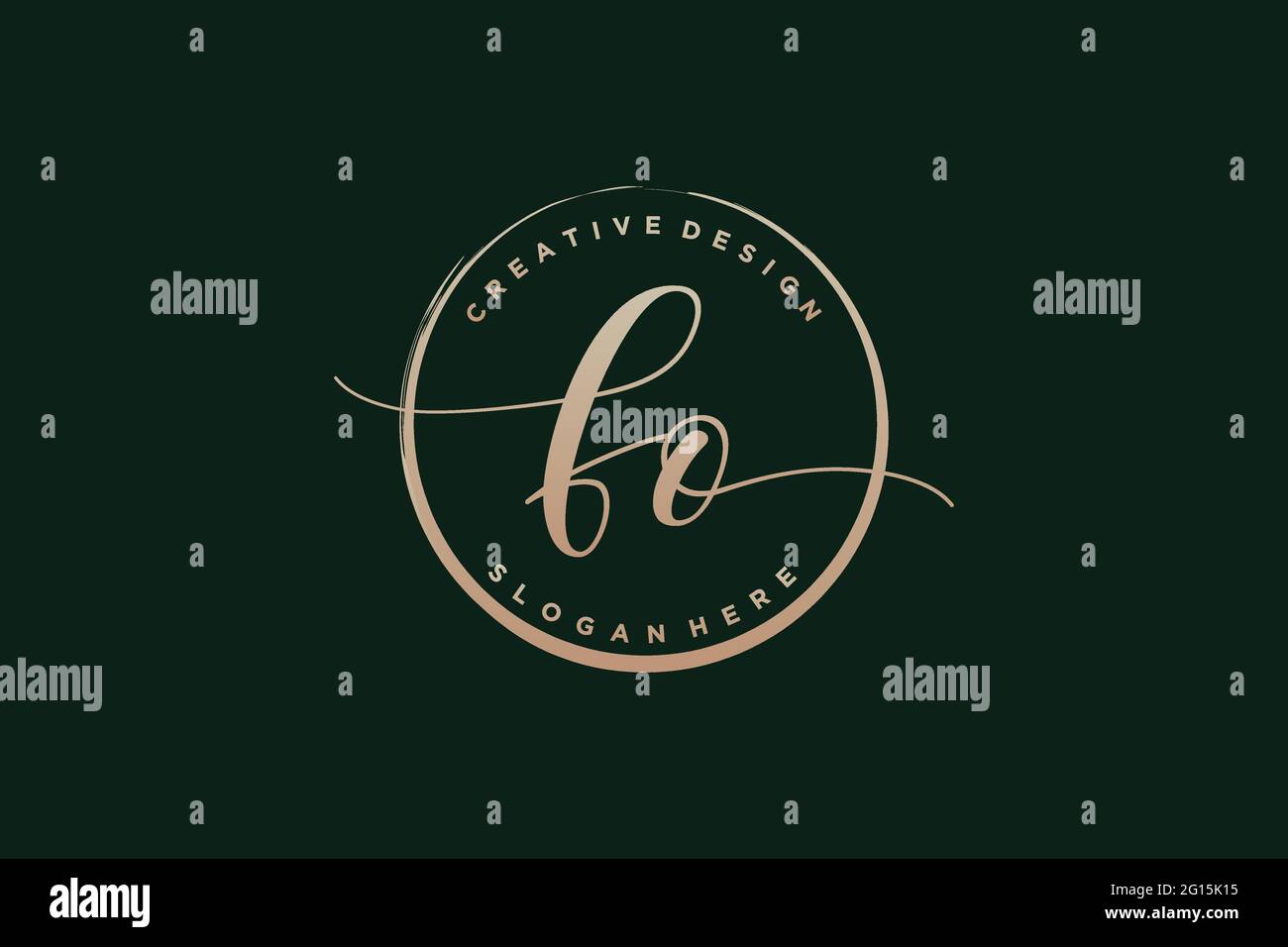 Logo FO calligrafia con modello circolare firma vettoriale, matrimonio, moda, floreale e botanico con modello creativo. Illustrazione Vettoriale