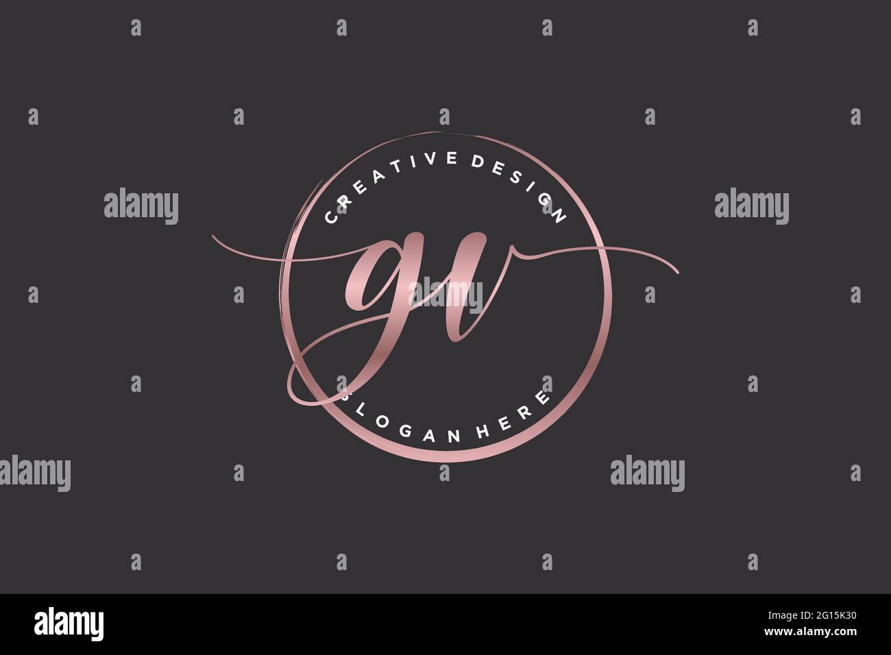 Logo grafo GV con motivo circolare, firma vettoriale, matrimonio, moda, floreale e botanico con modello creativo. Illustrazione Vettoriale