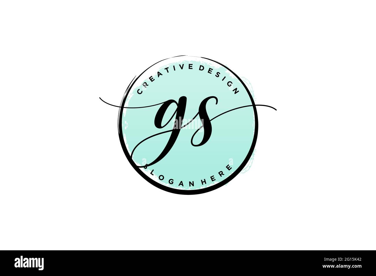 Logo GS scritto a mano con motivo circolare, firma vettoriale, matrimonio, moda, floreale e botanico con modello creativo. Illustrazione Vettoriale