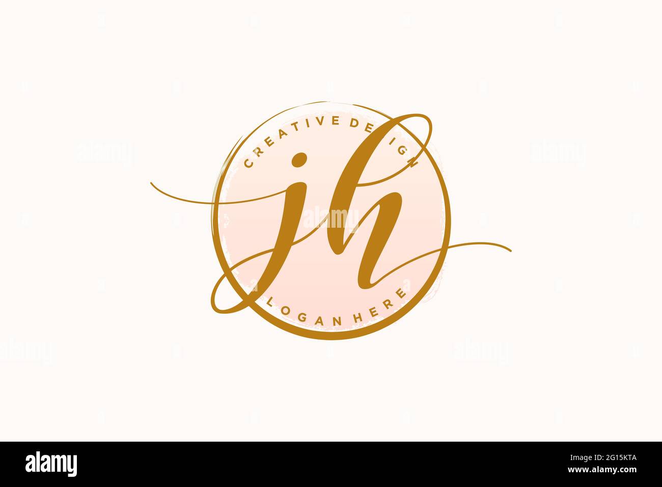 Logo JH manoscritto con modello circolare firma vettoriale, matrimonio, moda, floreale e botanico con modello creativo. Illustrazione Vettoriale