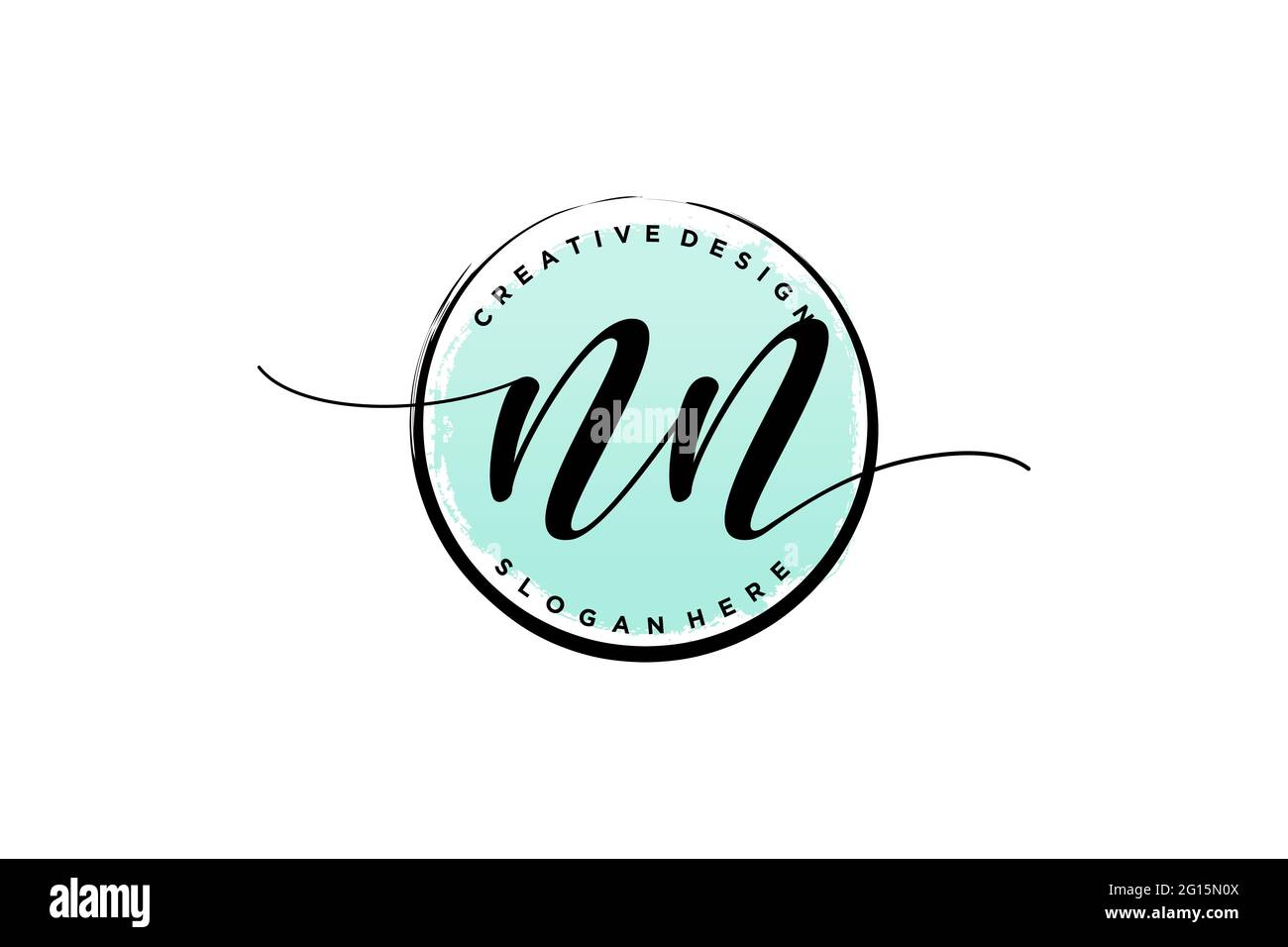 Logo NN manoscritto con modello circolare firma vettoriale, matrimonio, moda, floreale e botanico con modello creativo. Illustrazione Vettoriale