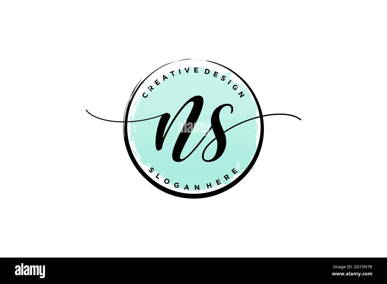 Ns Logo manoscritto con dima circolare firma vettoriale, matrimonio, moda, floreale e botanico con dima creativa. Illustrazione Vettoriale