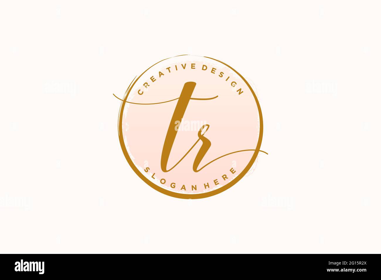Logo TR con modello circolare, firma vettoriale, matrimonio, moda, floreale e botanico con modello creativo. Illustrazione Vettoriale