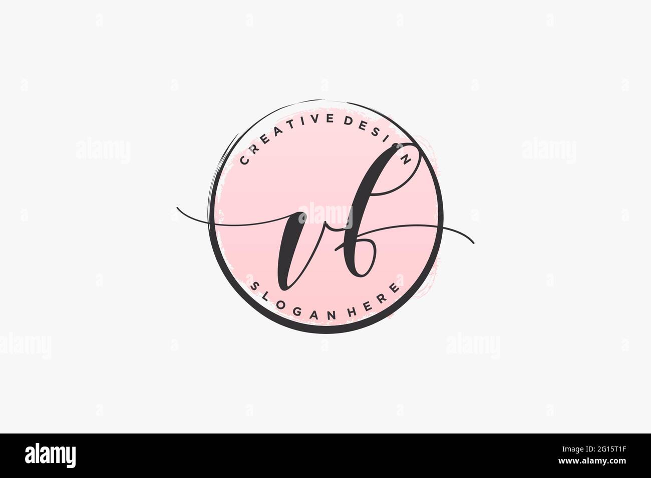 Logo VF manoscritto con dima circolare, firma vettoriale, matrimonio, moda, floreale e botanico con dima creativa. Illustrazione Vettoriale