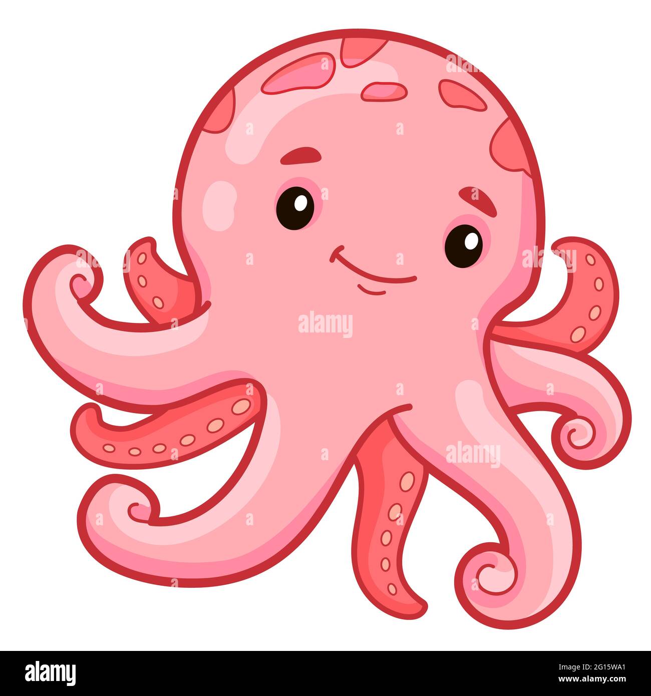 Carino polpo cartone animato. Illustrazione della clipart del polpo Foto Stock