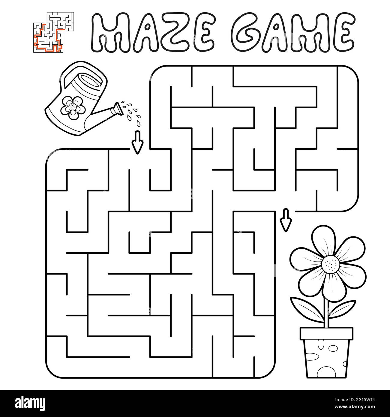 Gioco di puzzle labirinto per bambini. Contorno labirinto o labirinto gioco  con fiore. Illustrazioni Foto stock - Alamy