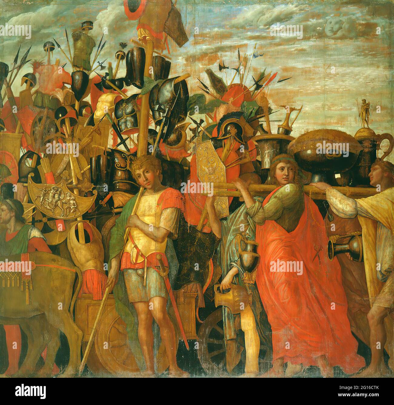 Andrea Mantegna - Andrea Mantegna i Trionfi di Cesare 3 i portatori di Trofeo Foto Stock