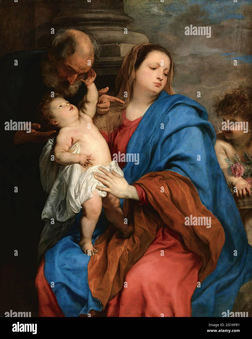 Anton Van Dyck - Sacra Famiglia con un angelo forse il resto sul volo in Egitto Foto Stock