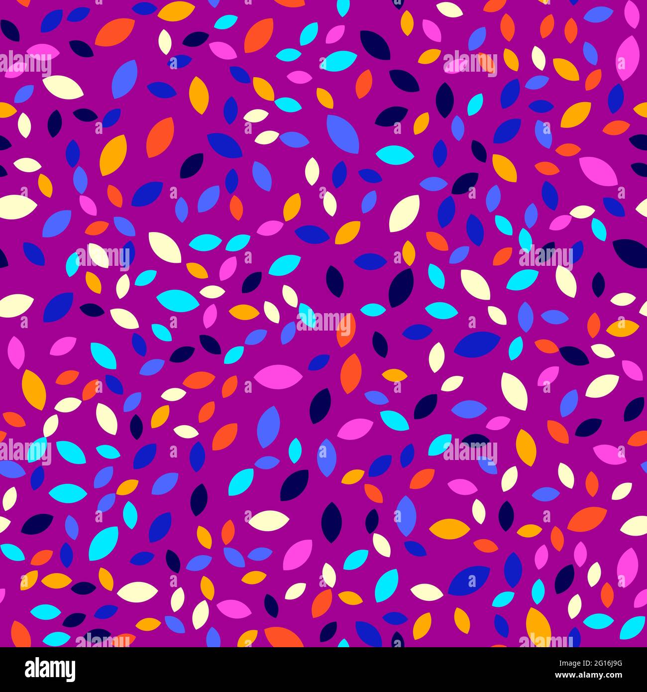 Sfondo geo astratto con foglie colorate, colorate casualmente. Modello vettoriale senza cuciture, perfetto per il design tessile, sfondi, web senza giunture bac Illustrazione Vettoriale