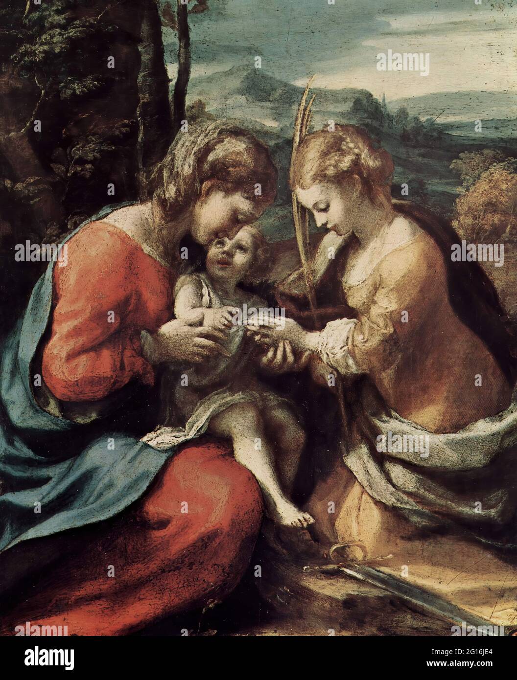Antonio Allegri, a.k.a Correggio - matrimonio mistico Santa Caterina Alexandri 1518 Foto Stock