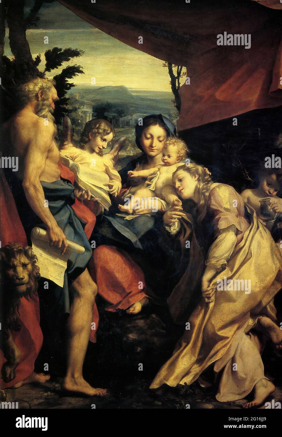 Antonio Allegri, Dit Correggio - Madonna col Bambino con San Girolamo e Maria Maddalena Foto Stock