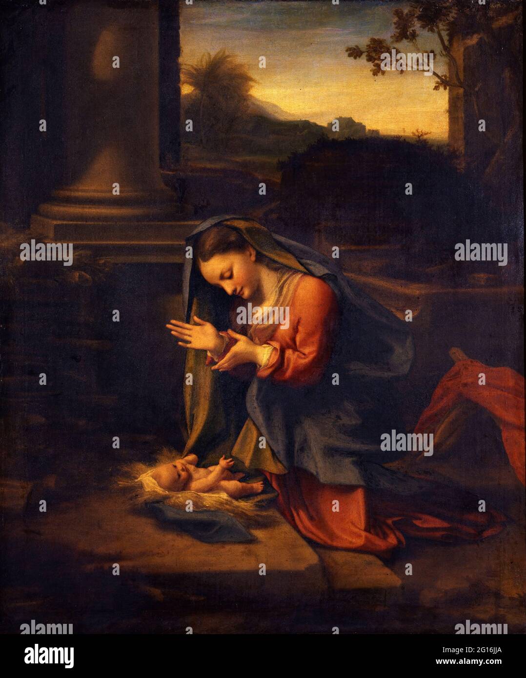 Antonio Allegri, Dit Correggio - Madonna adorante il Bambino Foto Stock