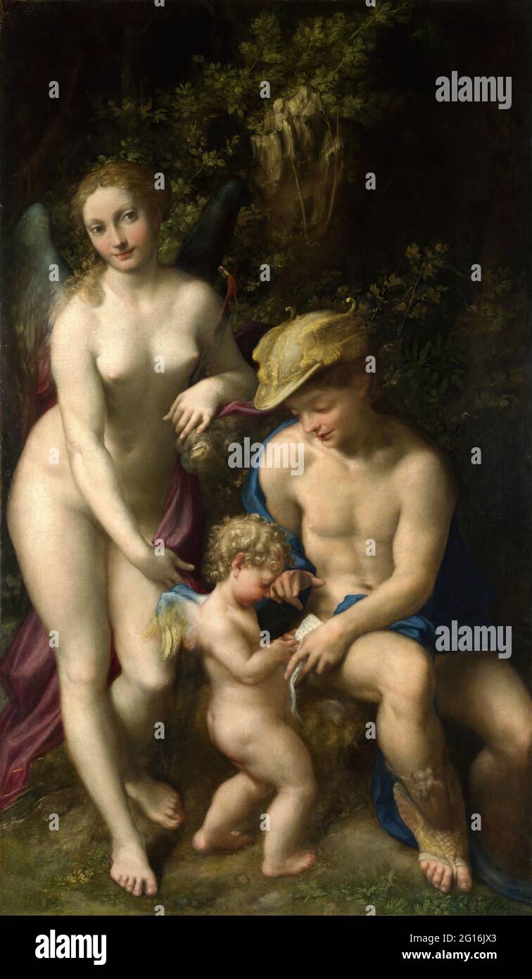 Antonio Allegri, Dit Correggio - Venere con Mercurio e Cupido Scuola d'Amore Foto Stock