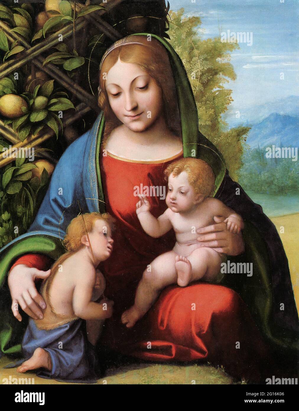 Antonio Allegri, Dit Correggio - Vergine col Bambino con il giovane San Giovanni Battista Foto Stock