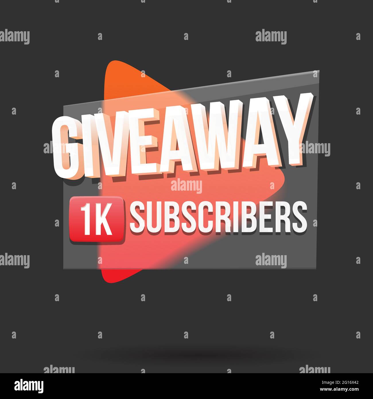 Abbonamento 1K (1000) in omaggio. Modello per post sui social media o banner di siti Web. Illustrazione pulita con il vettore di stile di testo tipografico moderno il Illustrazione Vettoriale
