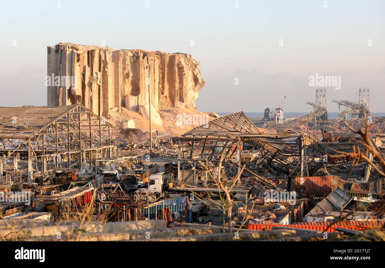 Esplosione della porta Beirut Foto Stock