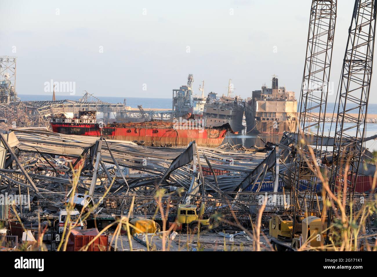 Esplosione della porta Beirut Foto Stock
