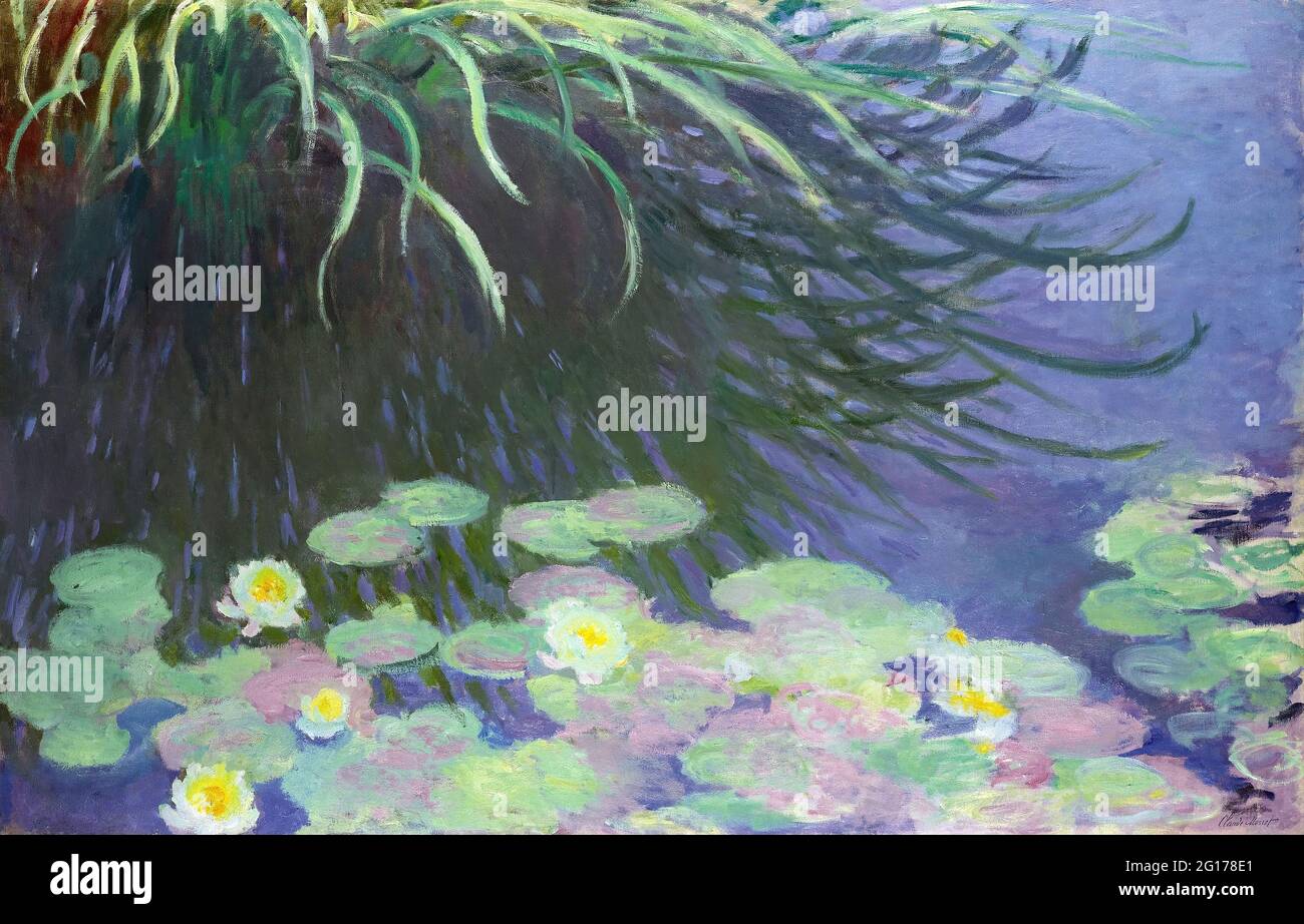 Claude Monet - Nymphas avec riflette De Hautes Herbes Foto Stock