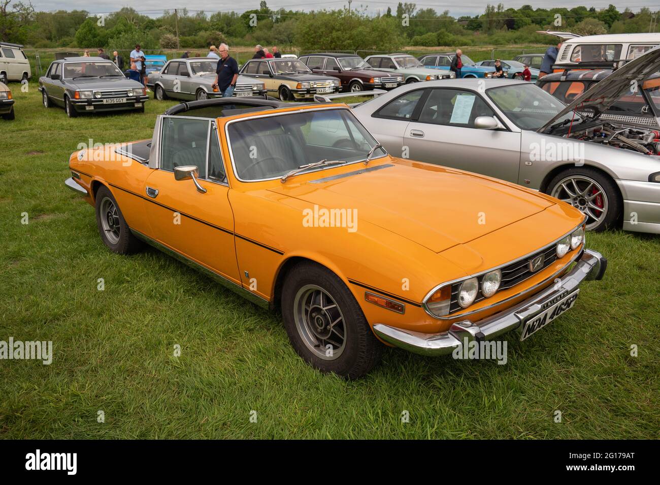 Un bellissimo Triumph Stag convertibile in una mostra di auto classica a norfolk Foto Stock