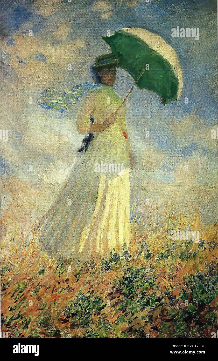 Claude Monet - Donna con Parasol di fronte a destra anche noto come Study Figure Outdoors di fronte a destra 1886 Foto Stock