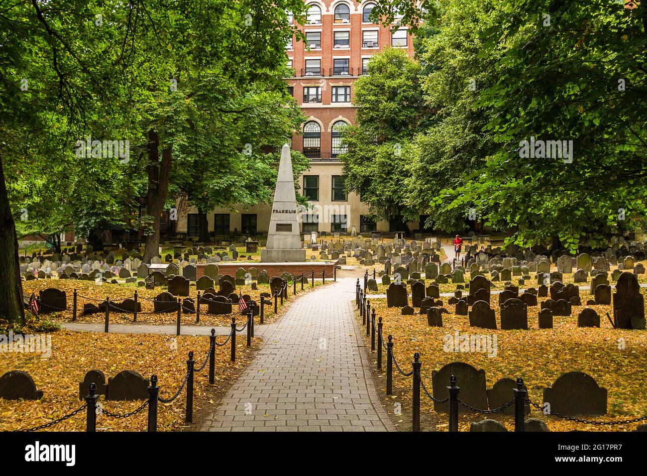 Immagine grandangolare del Granary Burying Ground di Boston Foto Stock