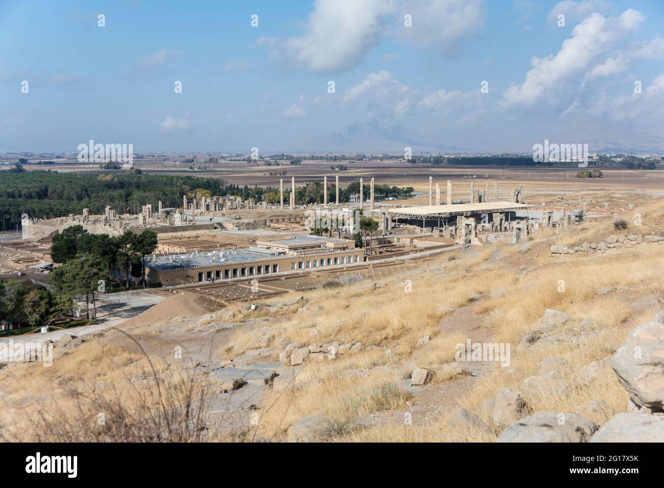 Panoramica del sito archeologico persiano Persepolis. Provincia di Fars, Iran Foto Stock