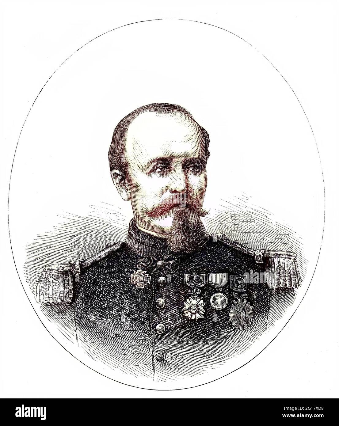 Antoine Eugene Alfred Chanzy, 18 marzo 1823 - 4 gennaio 1883, è stato un generale francese, noto per i suoi successi durante la guerra franco-prussiana e come governatore dell'Algeria/Antoine Eugene Alfred Chanzy, 18. März 1823 - 4. Januar 1883, war ein Französischer General, der durch seine Erfolge im Deutsch-Französischen Krieg und als Gouverneur von Algerien bekannt wurde, storico, digitale riproduzione migliorata di un originale del 19 ° secolo / digitale Reproduktion einer Originalvorlage aus dem 19. Jahrhundert, Originaldatum nicht bekannt, Kolorierung, koloriert, handkoloriert, Colorina manuale Foto Stock