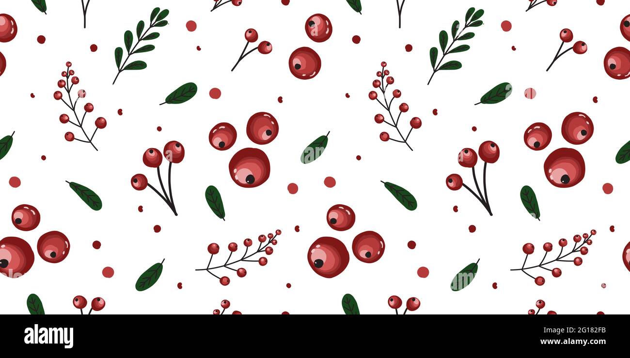 Elegante motivo di bacca con mirtilli. Mirtilli rossi maturi su sfondo bianco. Tessuto estivo brillante e design tessile. Ribes rosso. Illustrazione Vettoriale