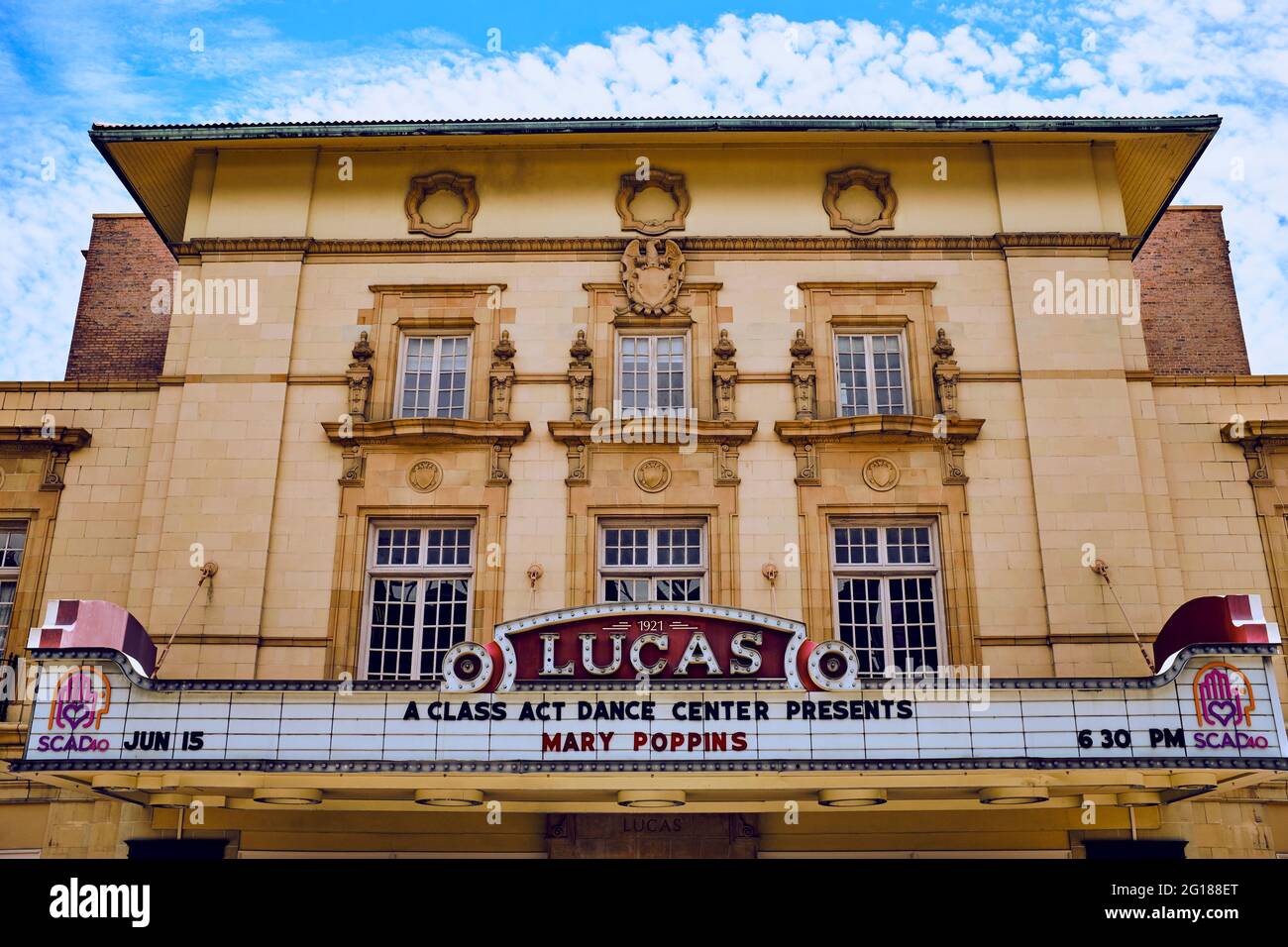 Lucas teatro sulla soleggiata giornata estiva a Savannah, Georgia, USA, 2019 Foto Stock