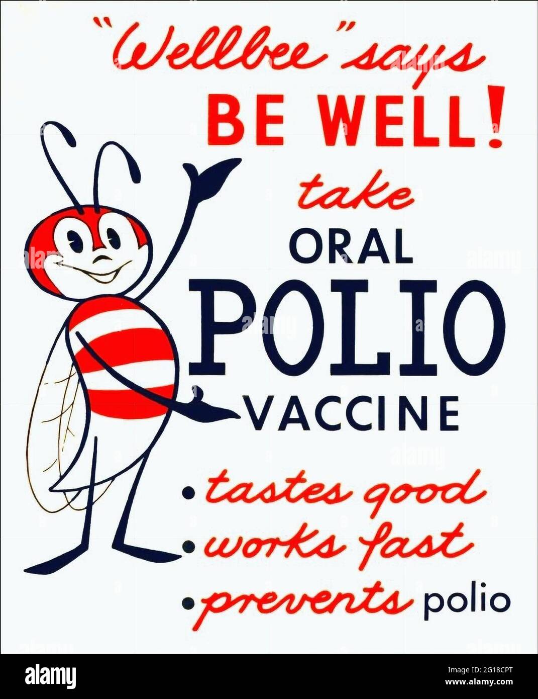 Un poster che promuove la vaccinazione contro la poliomielite Foto Stock