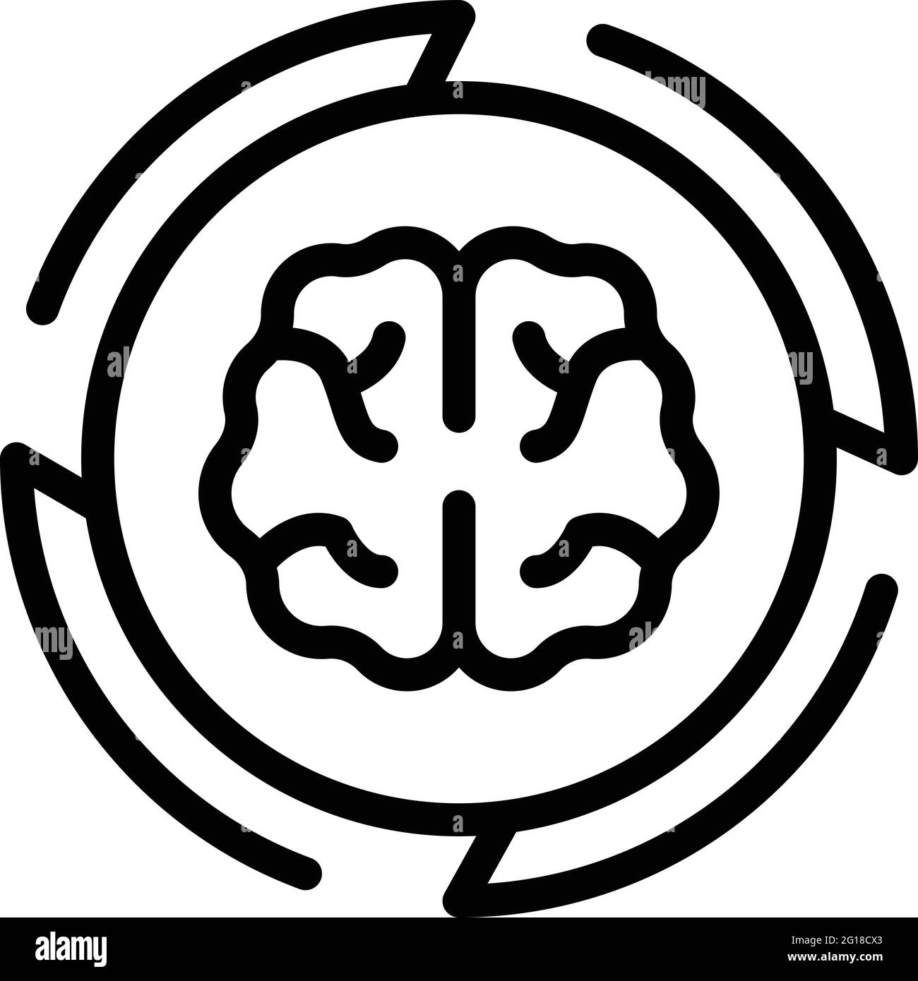 Icona azione brainstorming. Contorno icona vettore di azione brainstorming per il web design isolato su sfondo bianco Illustrazione Vettoriale