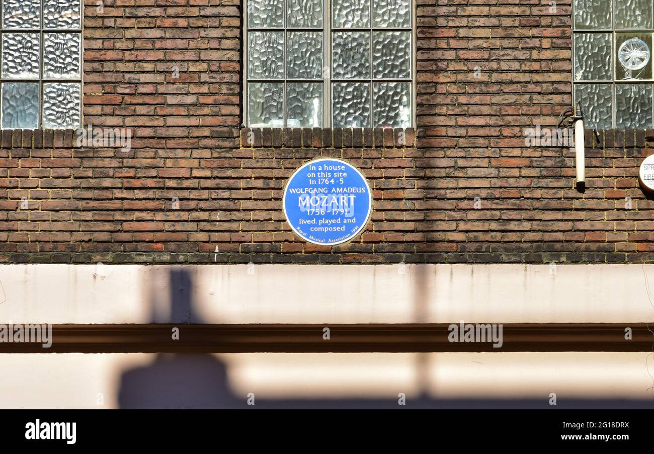 Una casa a Soho, Londra, risieduto da Wolfgang Amadeus Mozart Foto Stock