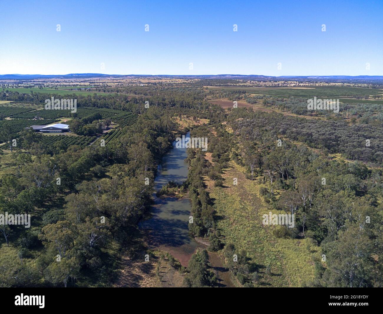 Aereo del fiume Burnett appena a nord di Mundubbera Nord Burnett Queensland Australia. Foto Stock